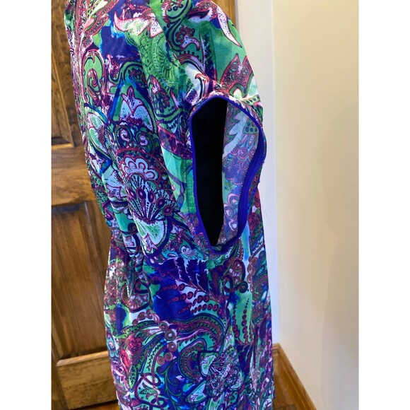 Becca Swimsuit Coverup Size XS-S Sheer Purple Green Elastic Waist Stylish Sexy! - Picture 5 of 12
